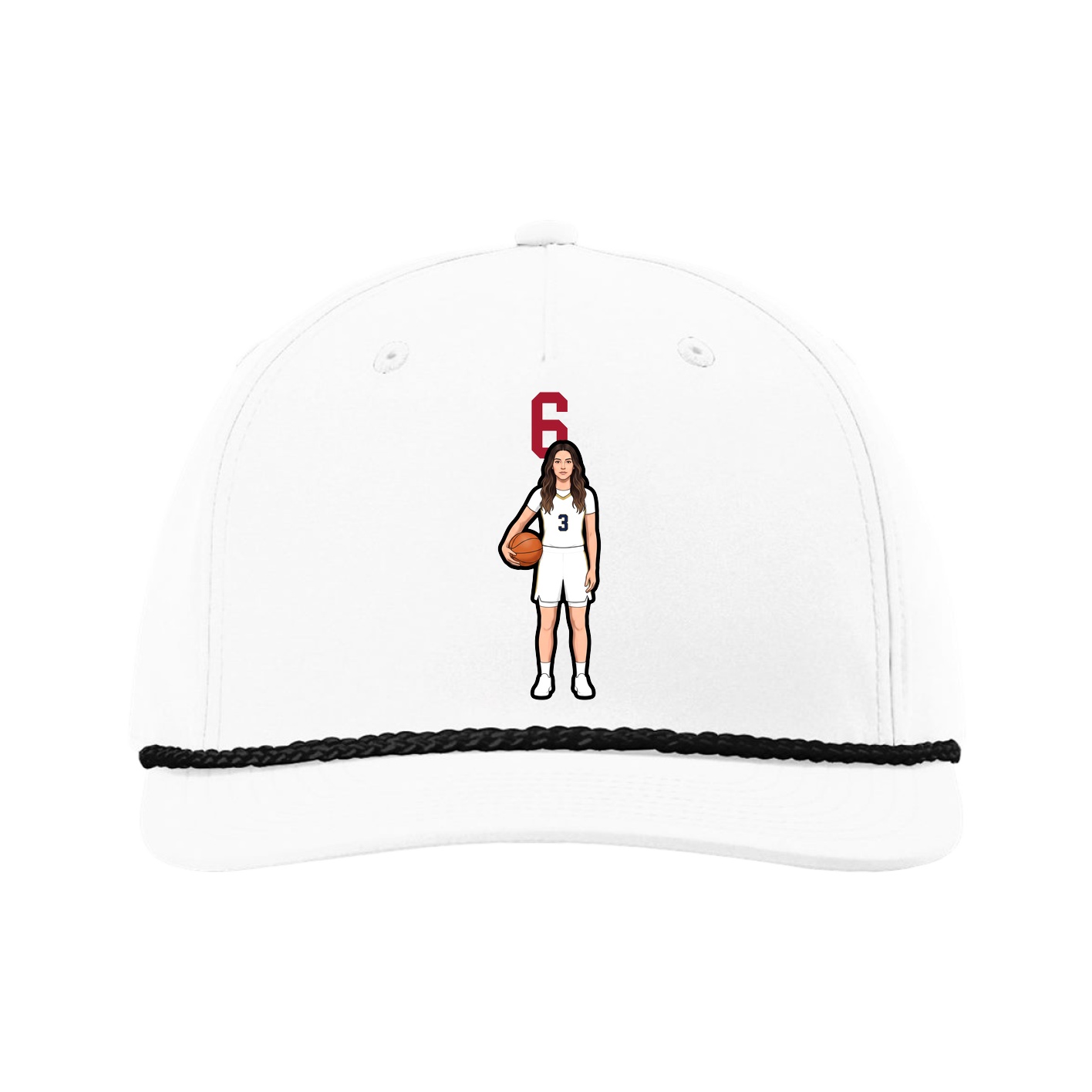 Five-Panel Classic Rope Cap — Number Top in White