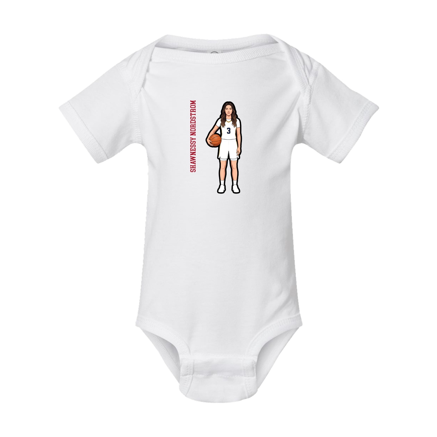 Baby Onesie — Name Vertical in White