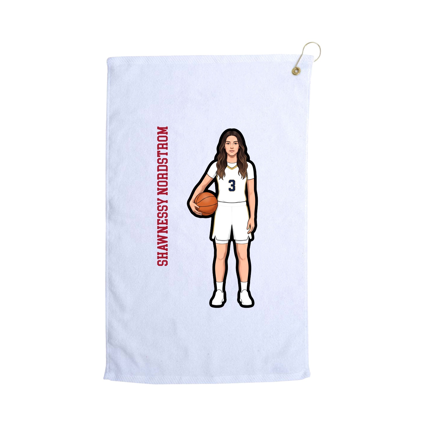 Golf Towel — Name Vertical in White