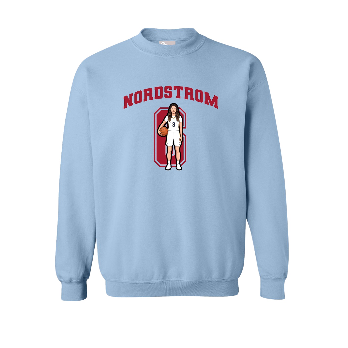 Fleece Crew — Number in Light Blue