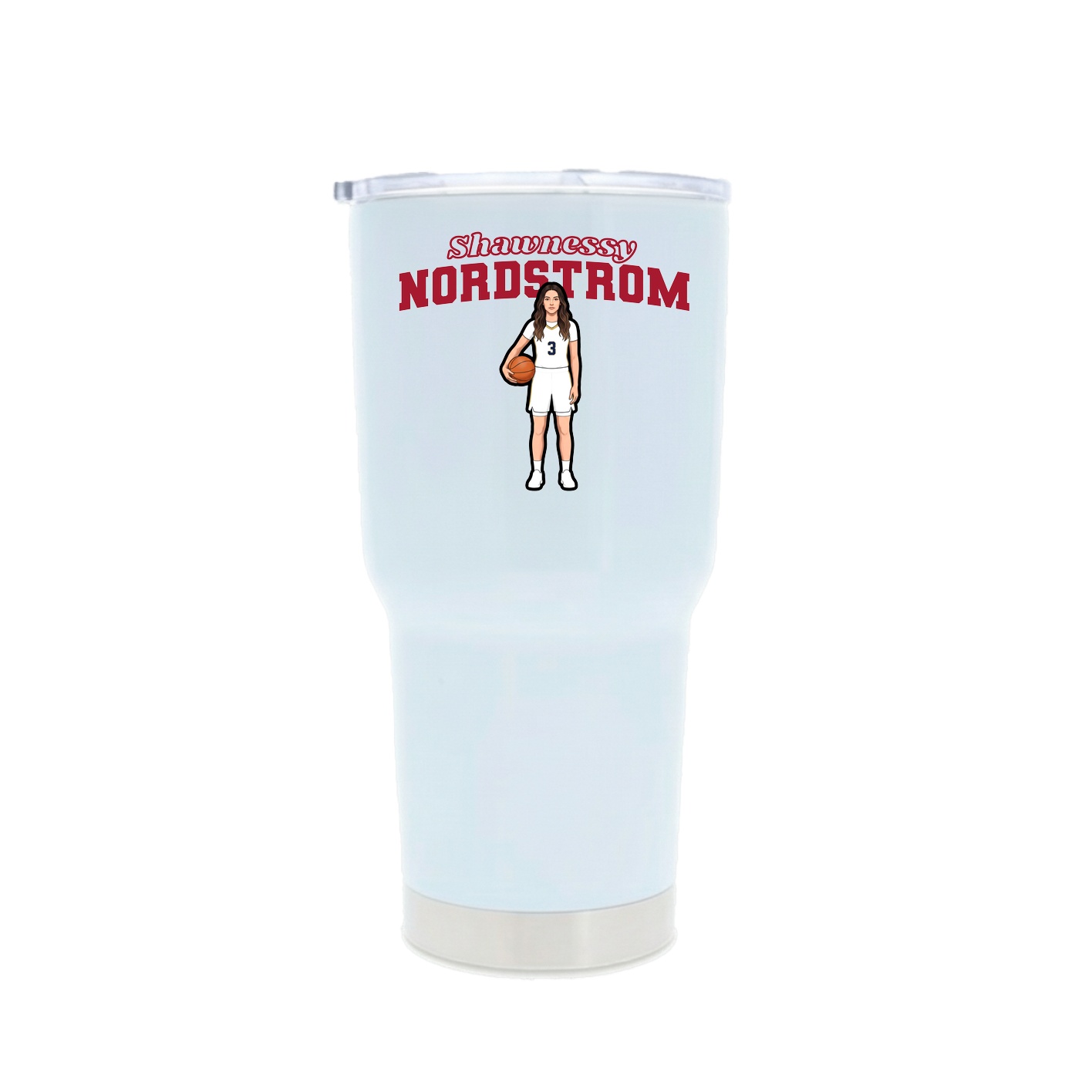 30oz Stainless Steel Tumbler — Name Arch in White