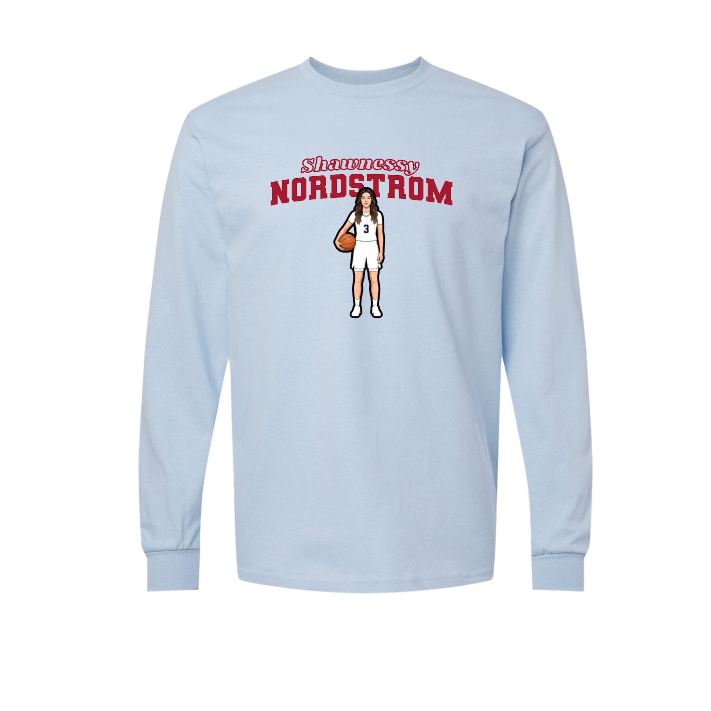 Long Sleeve Tee — Name Arch in Light Blue