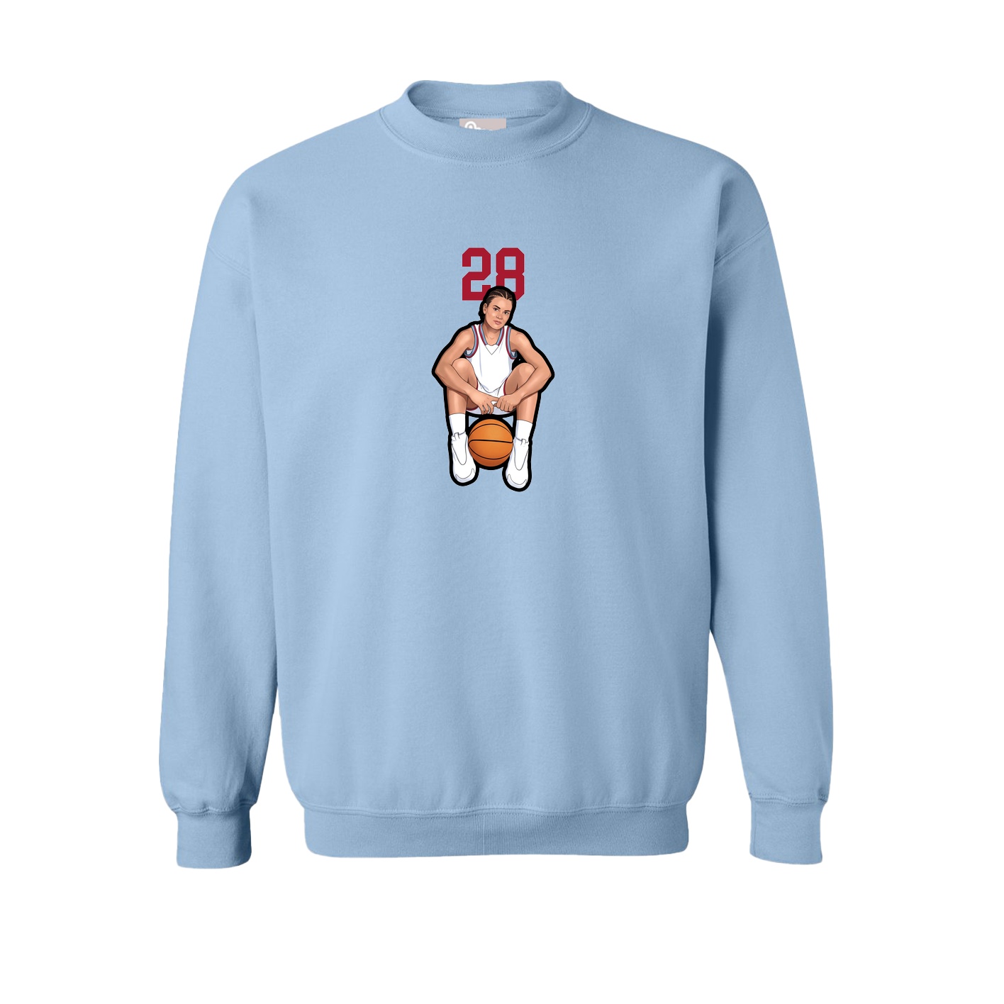 Fleece Crew — Number Top in Light Blue