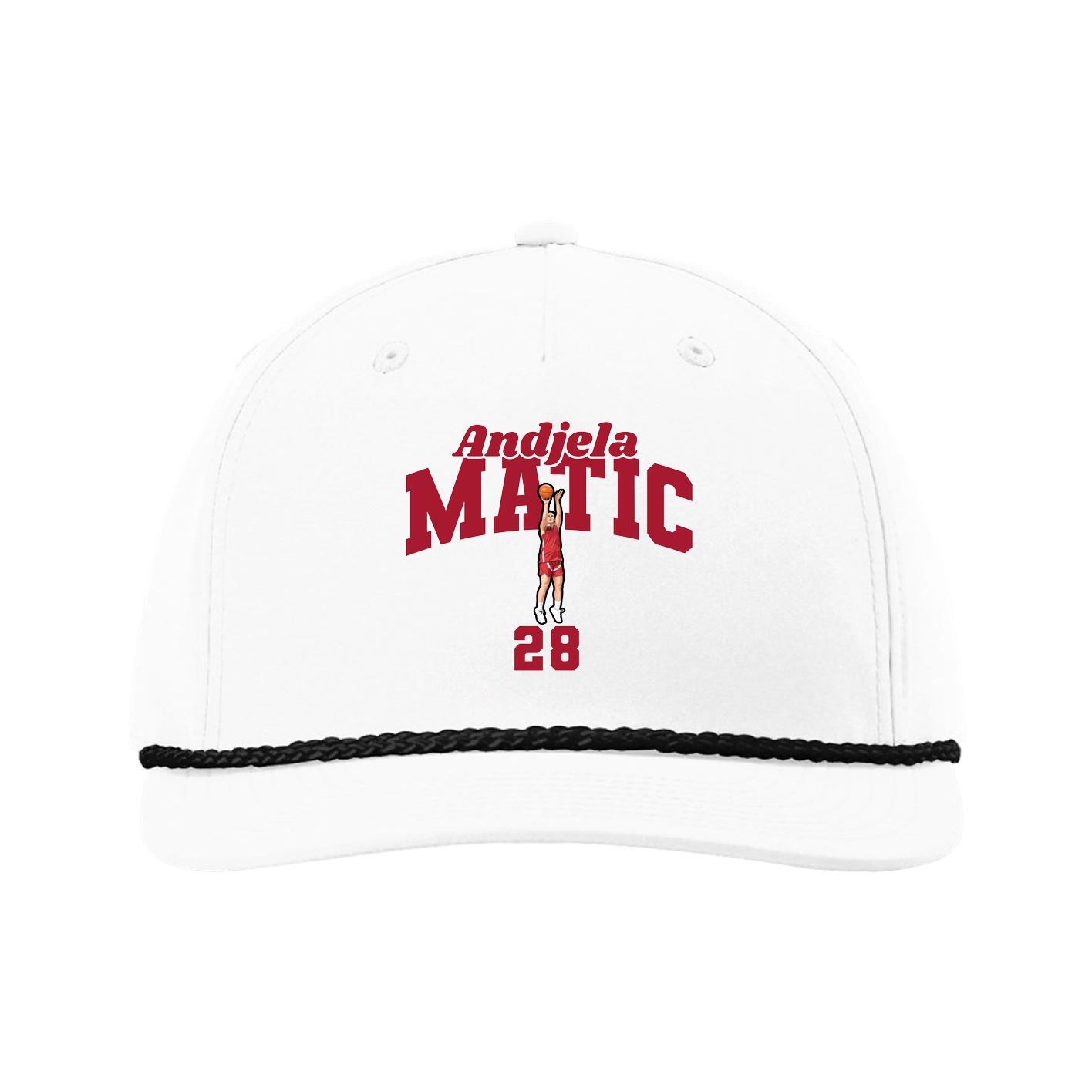 Five-Panel Classic Rope Cap — Signature Arch in White