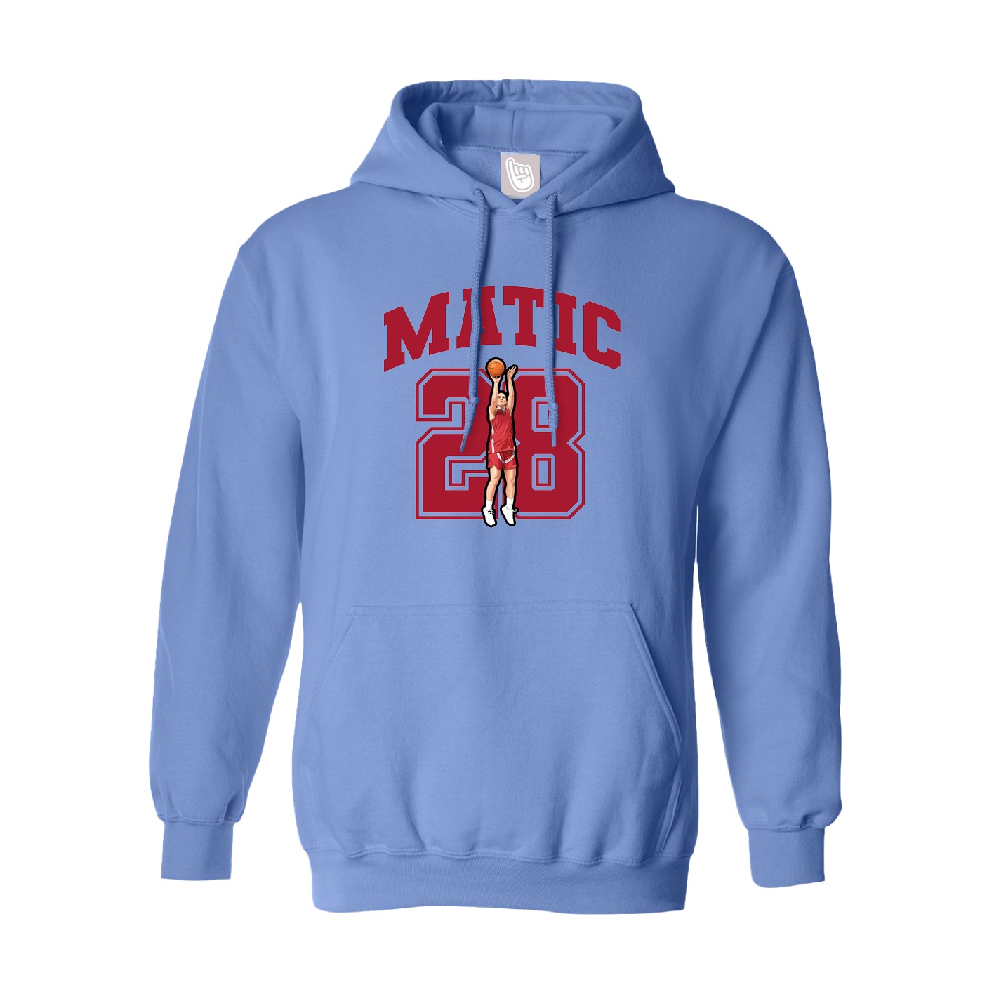 Youth Hoodie — Number in Powder Blue