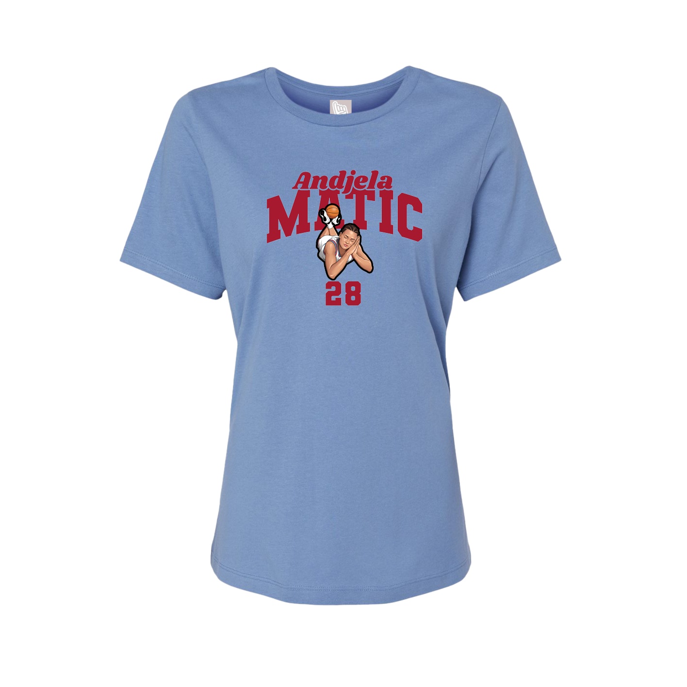 Fitted Women's Tee — Signature Arch in Powder Blue