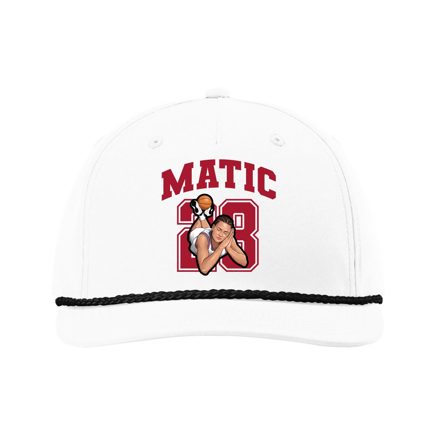 Five-Panel Classic Rope Cap — Number in White