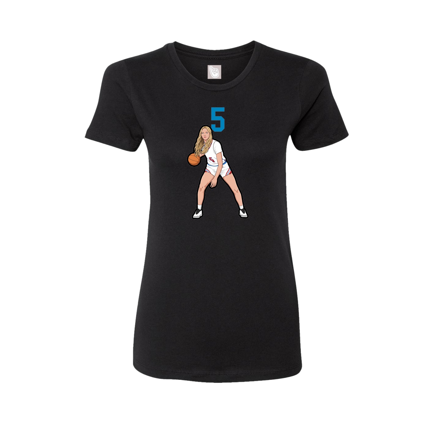 Fitted Women's Tee — Number Top in Black