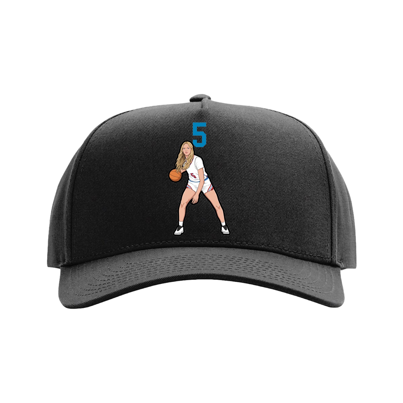 Full Fabric Five-Panel Champ Cap — Number Top in Black