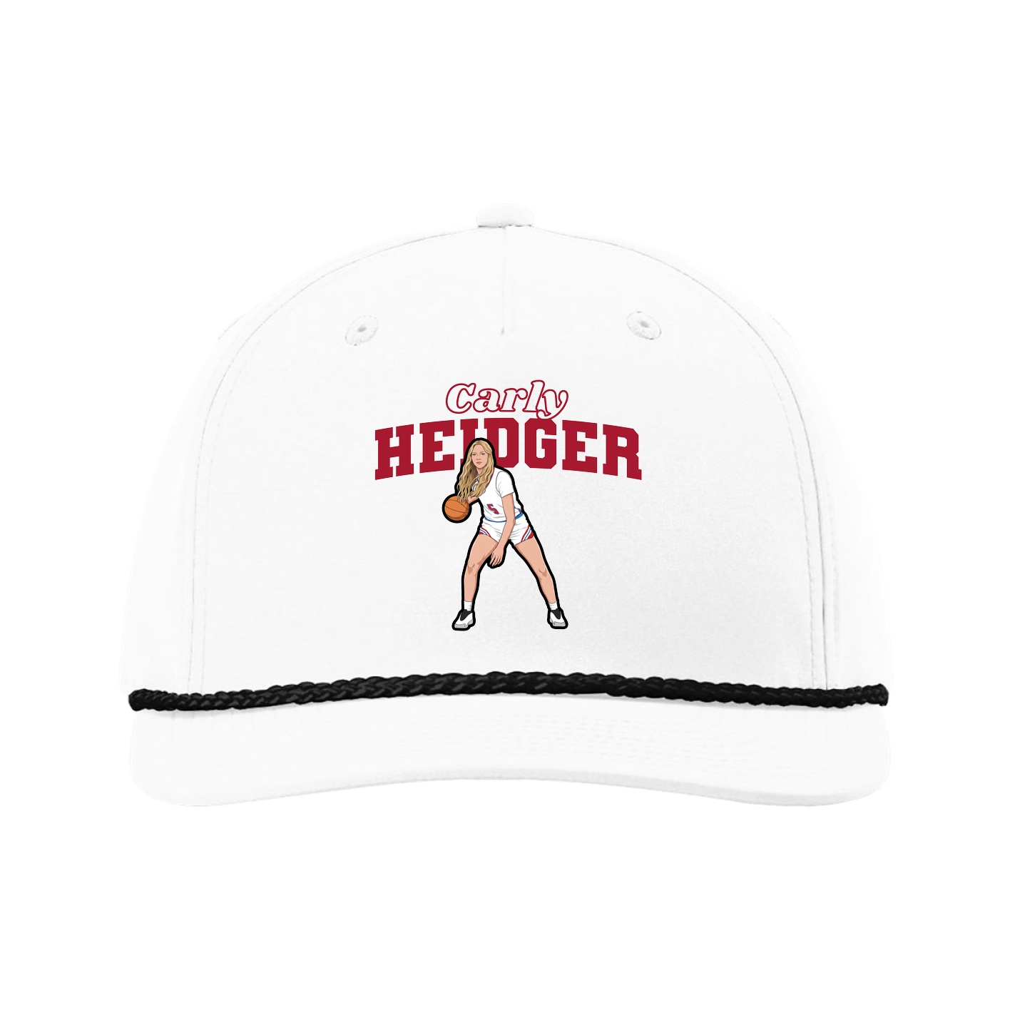Five-Panel Classic Rope Cap — Name Arch in White
