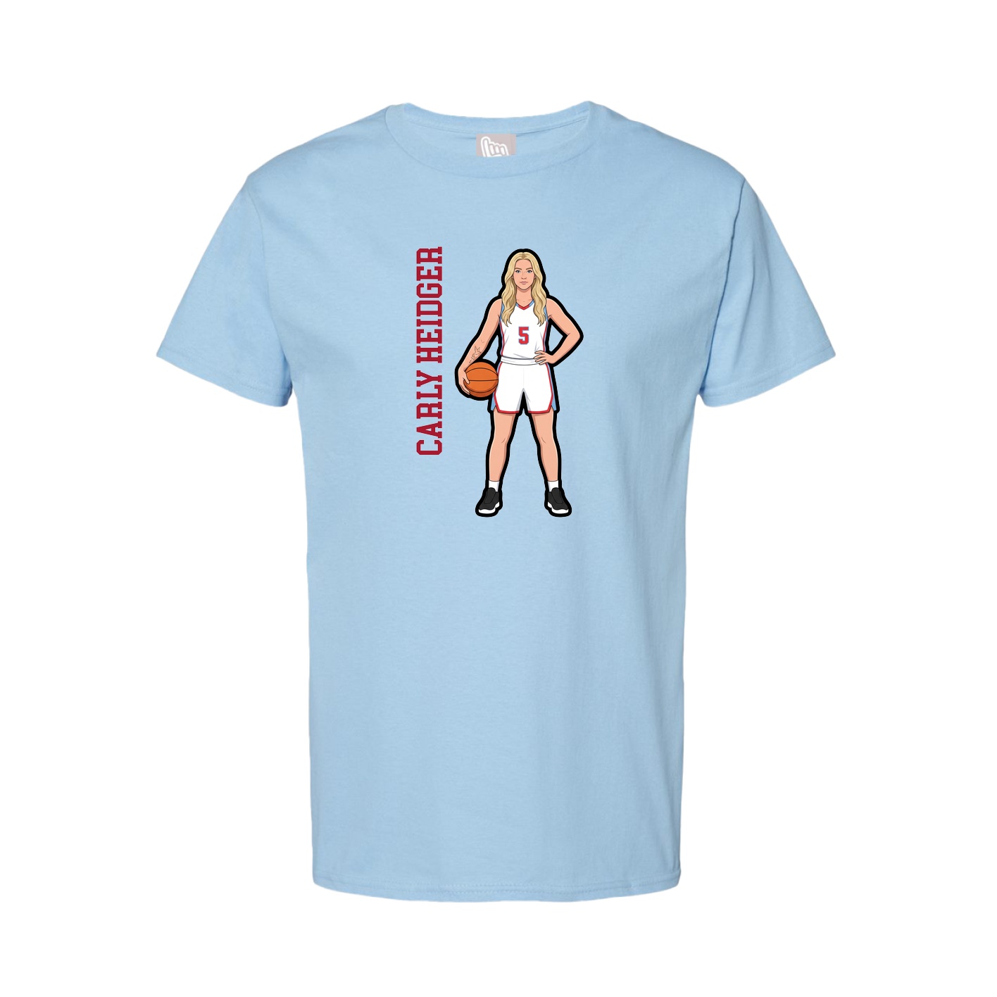 Youth Tee — Name Vertical in Light Blue
