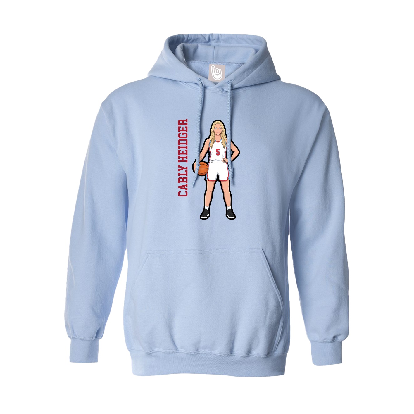 Hoodie — Name Vertical in Light Blue