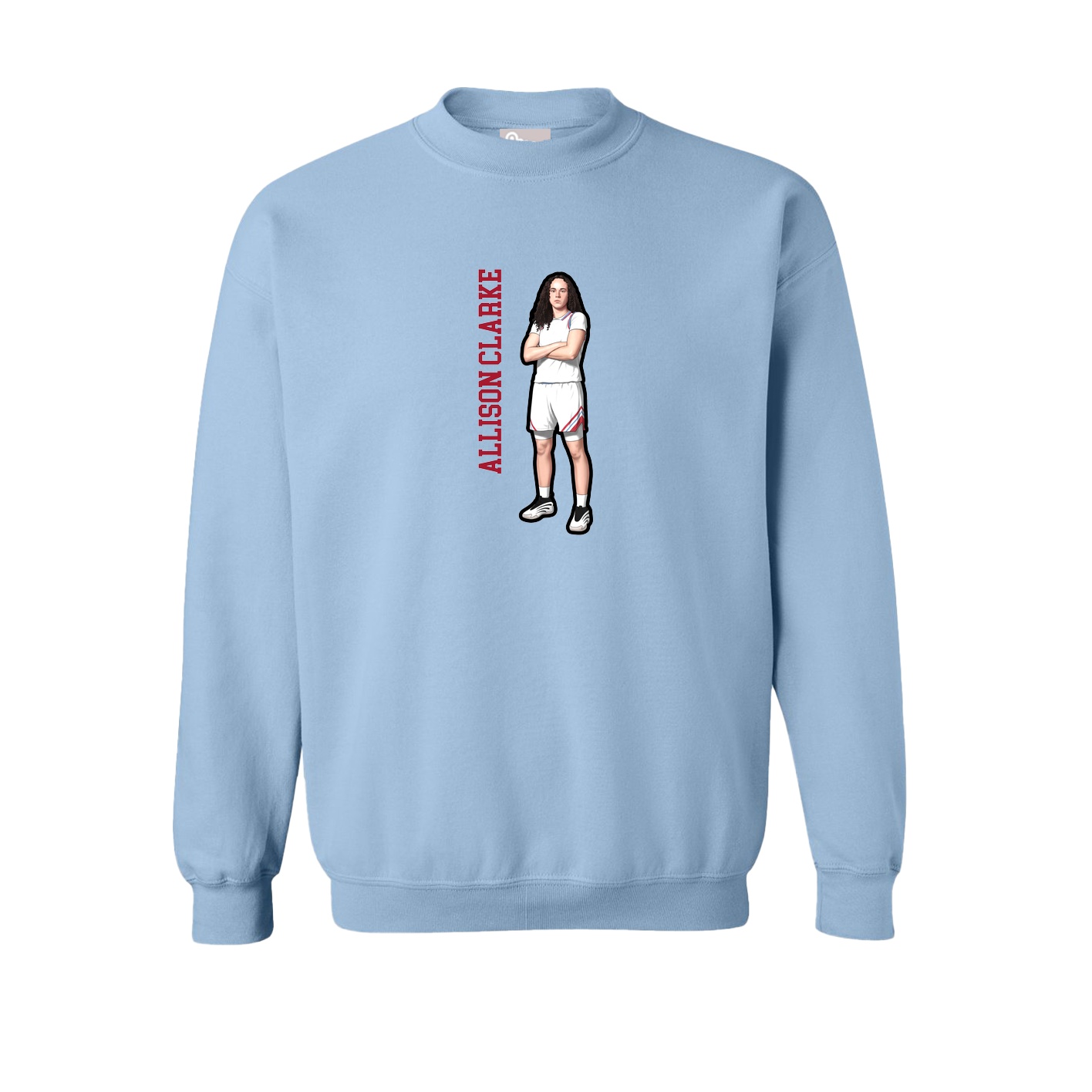 Fleece Crew — Name Vertical in Light Blue