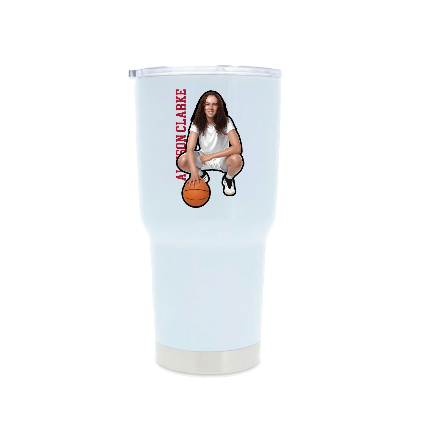 30oz Stainless Steel Tumbler — Name Vertical in White