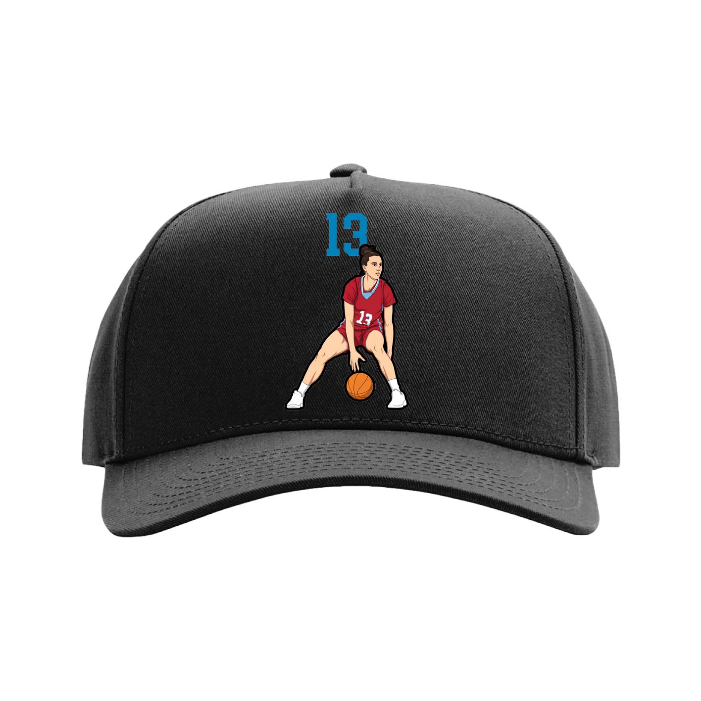 Full Fabric Five-Panel Champ Cap — Number Top in Black