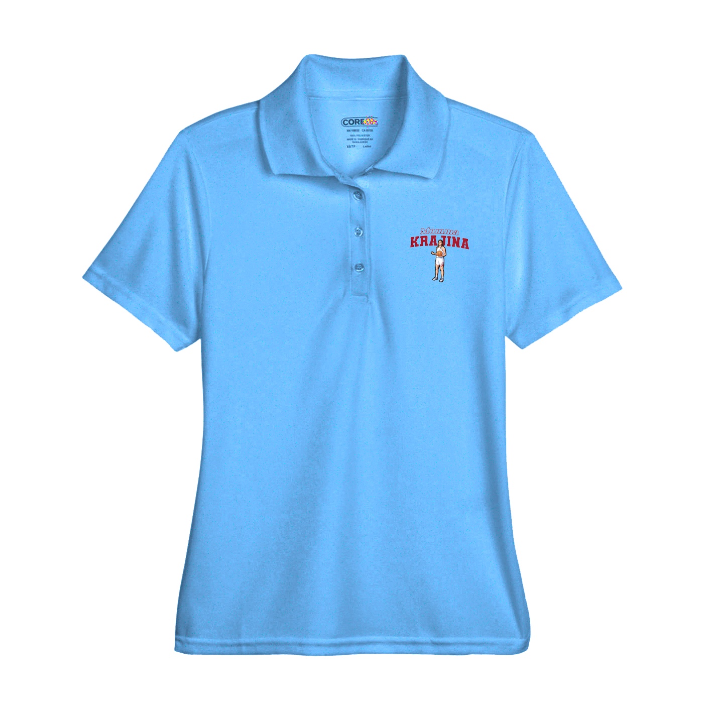 Womens Performance Polo — Mothers Day Block in Light Blue