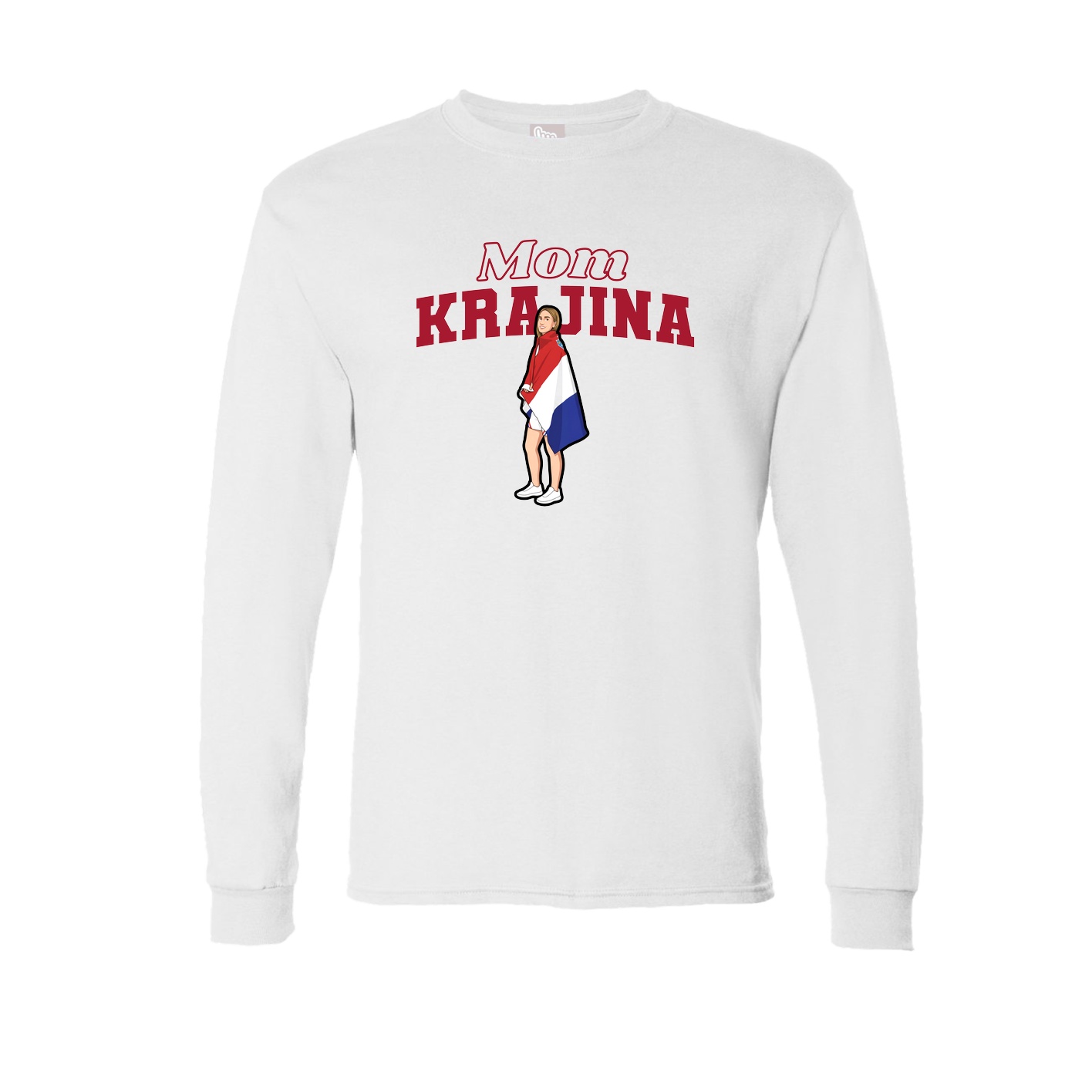 Long Sleeve Tee — Mothers Day Block in White