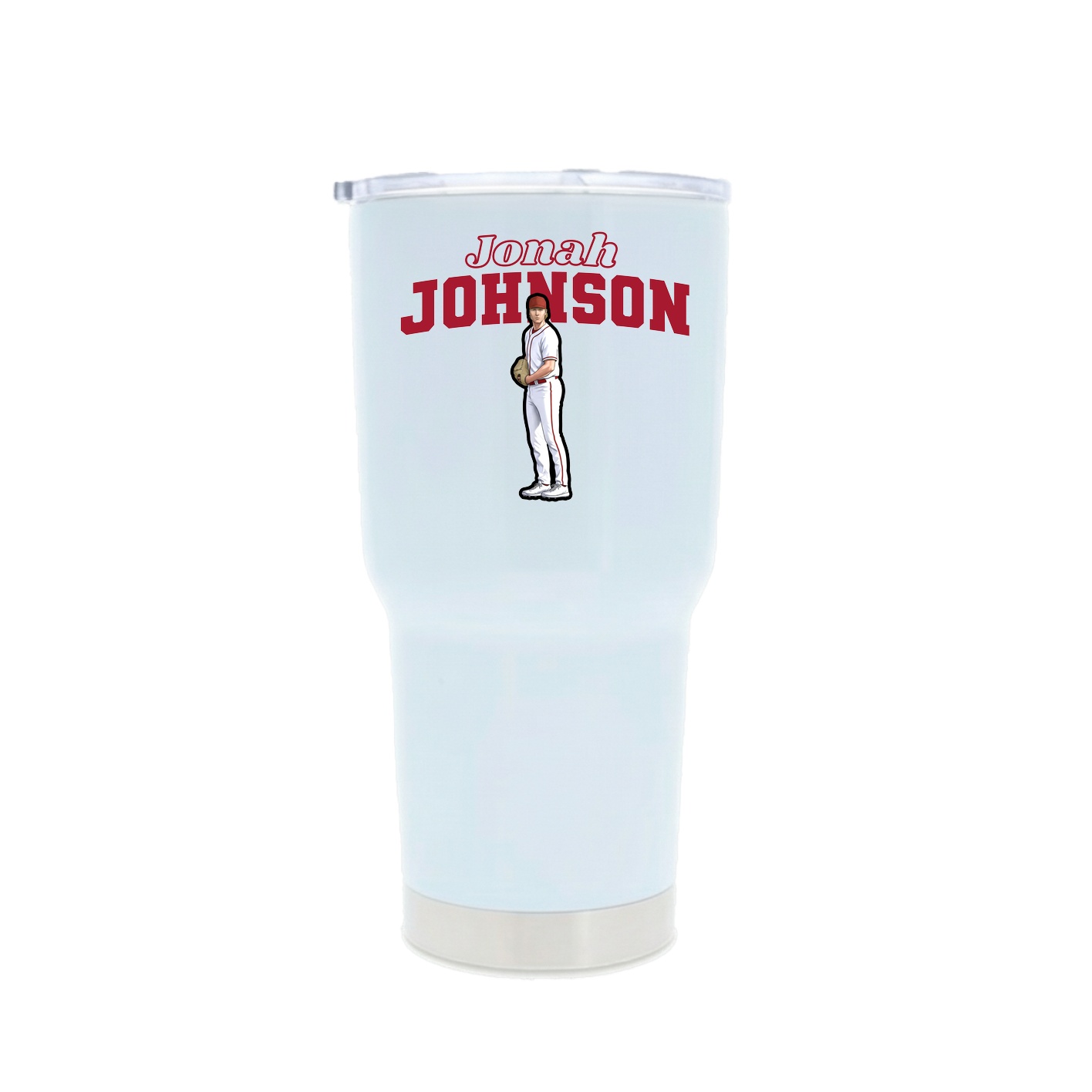 30oz Stainless Steel Tumbler — Name Arch in White
