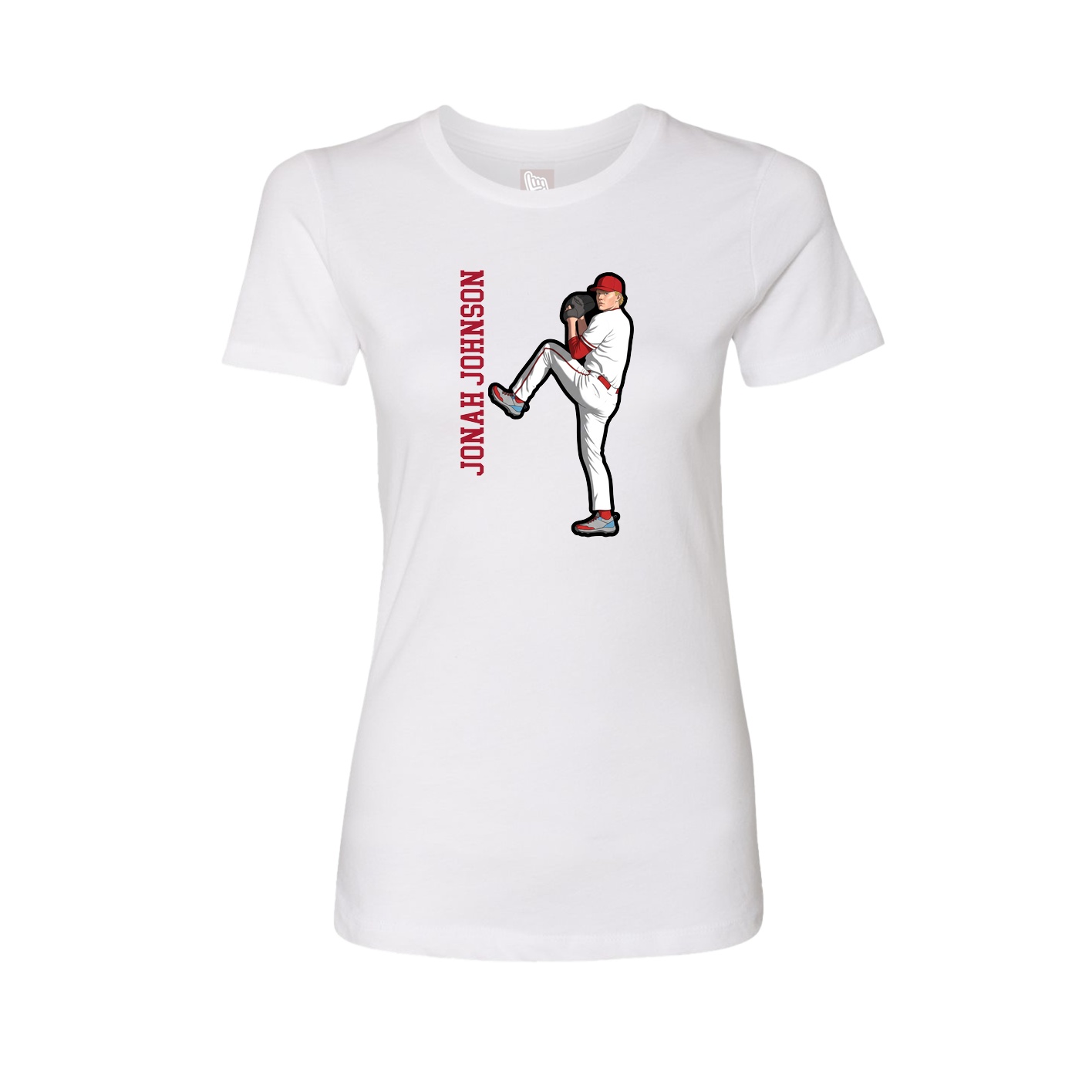 Fitted Women's Tee — Name Vertical in White