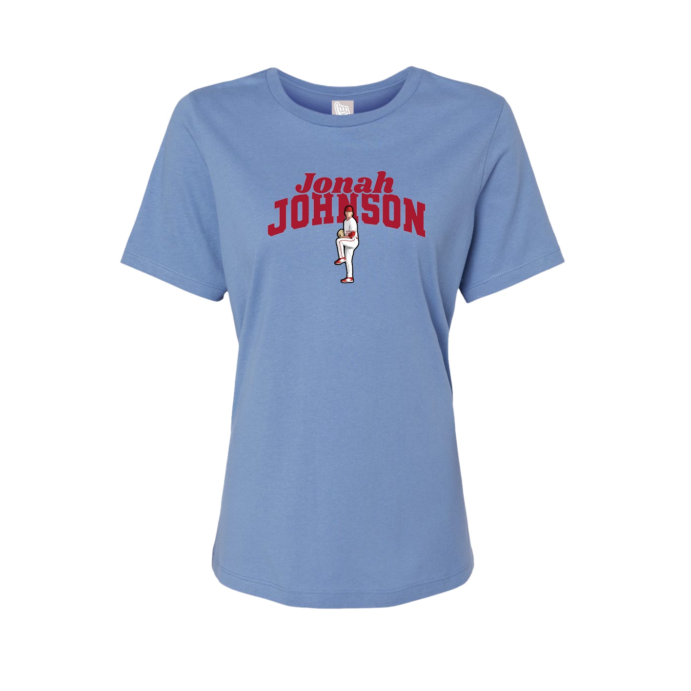 Fitted Women's Tee — Signature Arch in Powder Blue