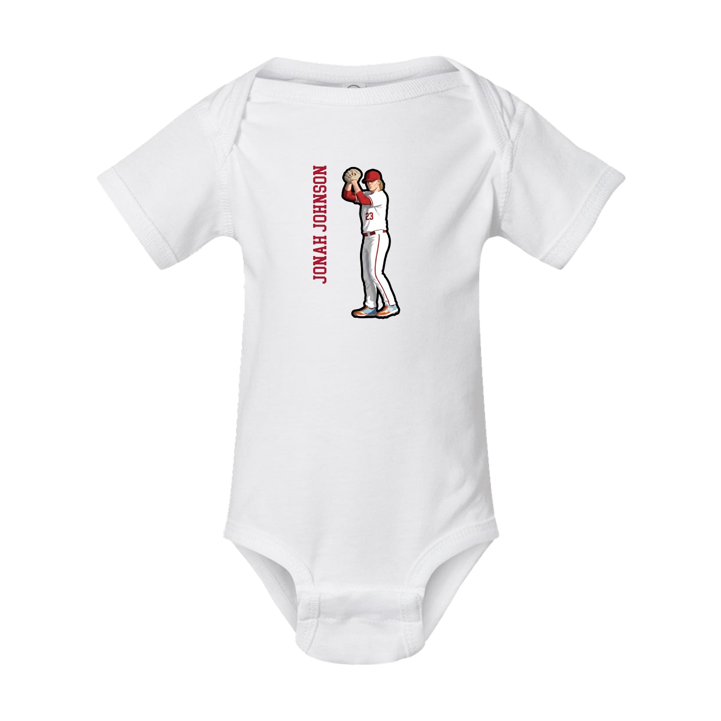 Baby Onesie — Name Vertical in White
