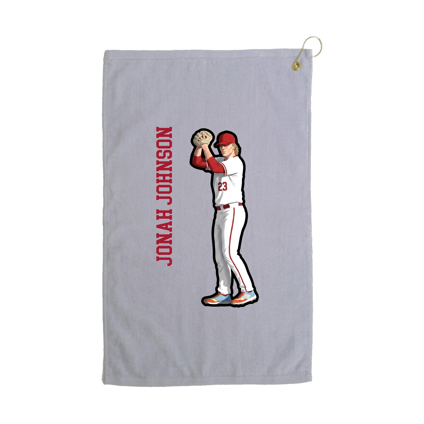 Golf Towel — Name Vertical in Grey