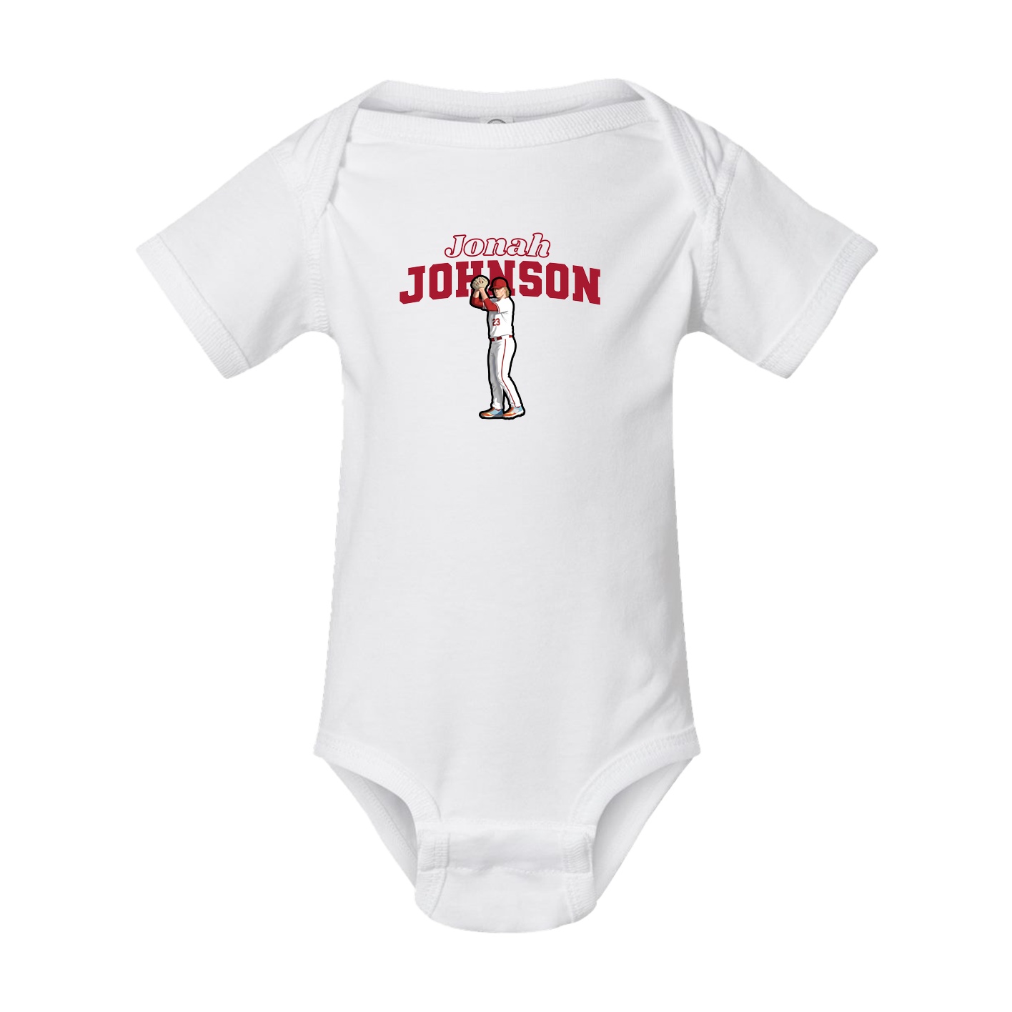 Baby Onesie — Name Arch in White
