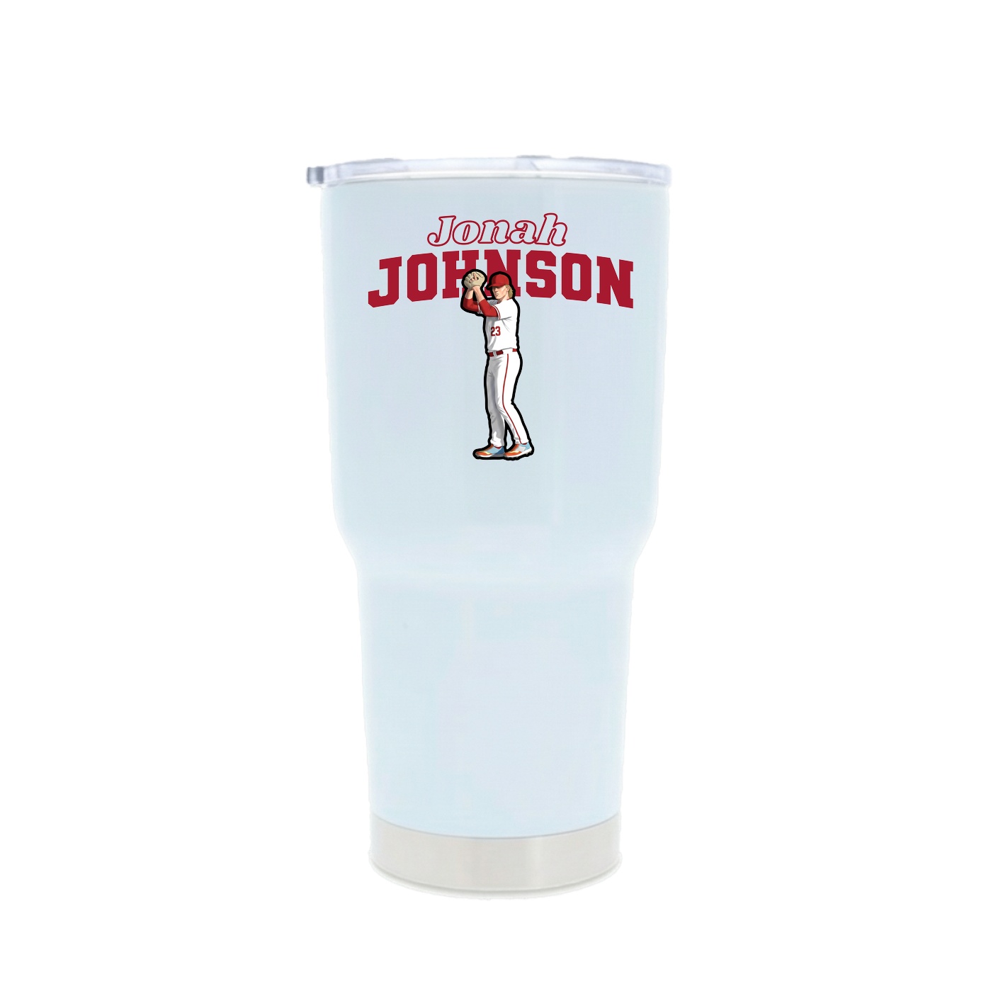30oz Stainless Steel Tumbler — Name Arch in White