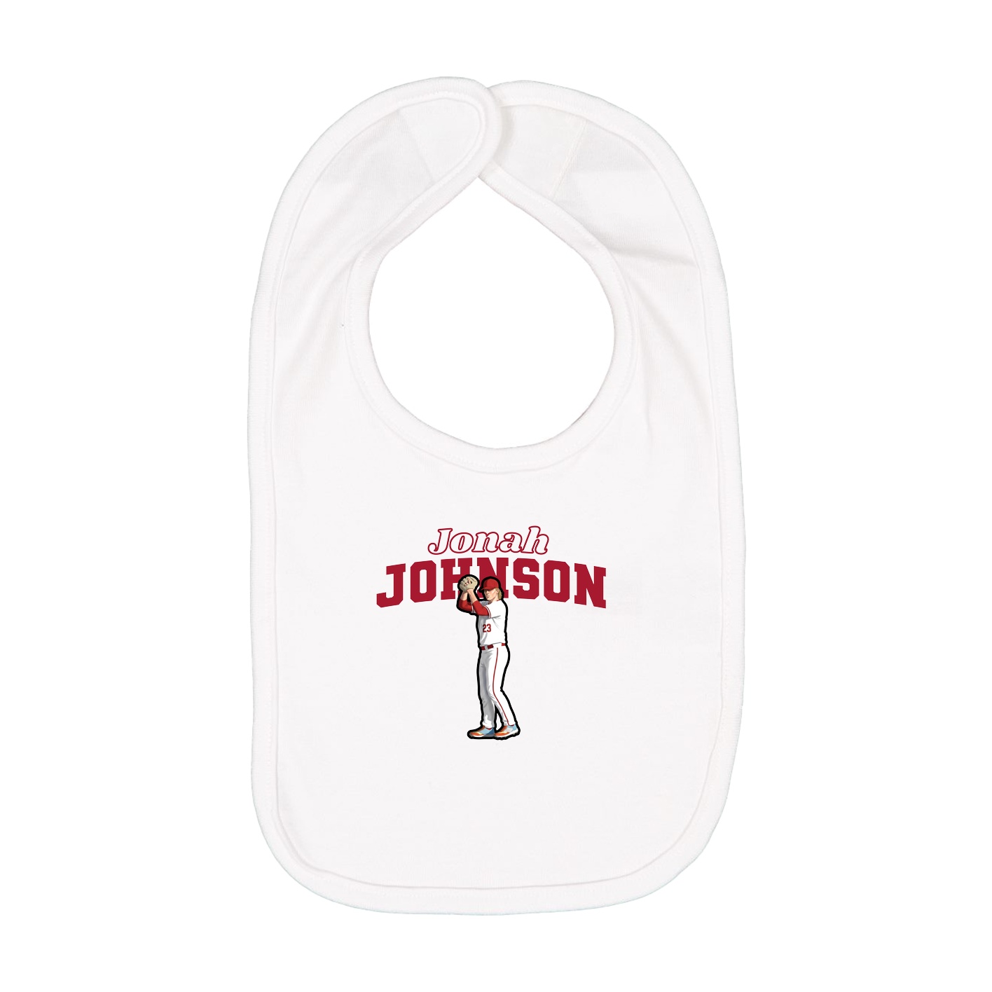 Infant Bib — Name Arch in White