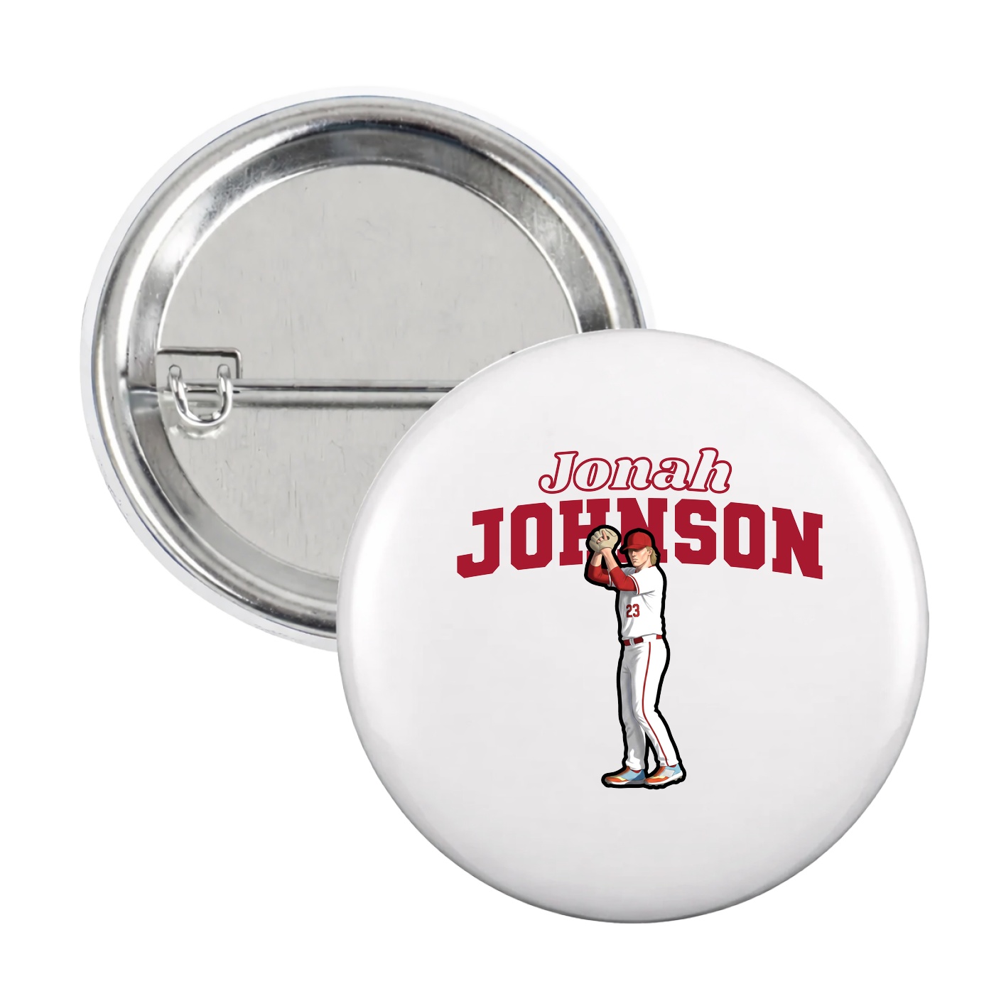 Game Day Button — Name Arch in White