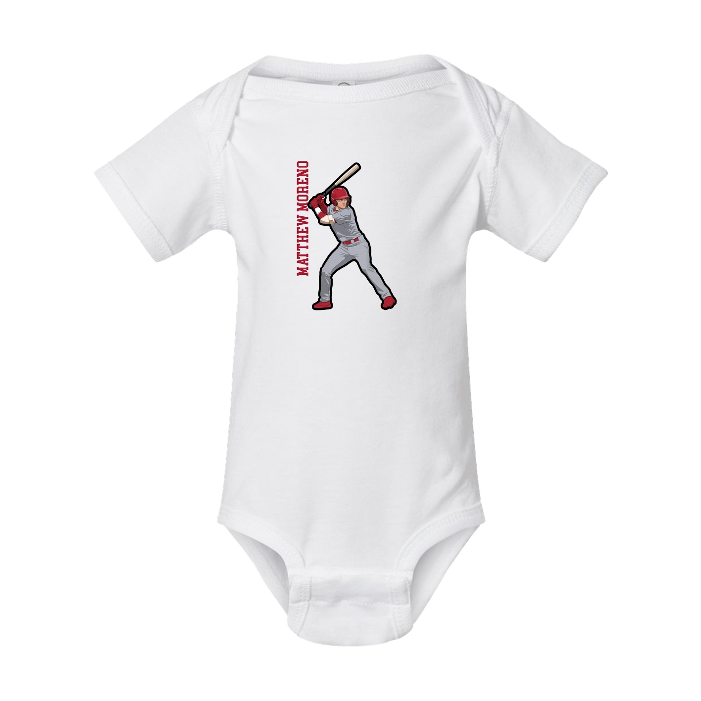 Baby Onesie — Name Vertical in White