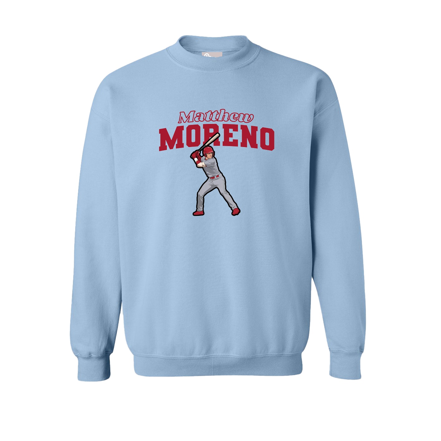 Fleece Crew — Name Arch in Light Blue