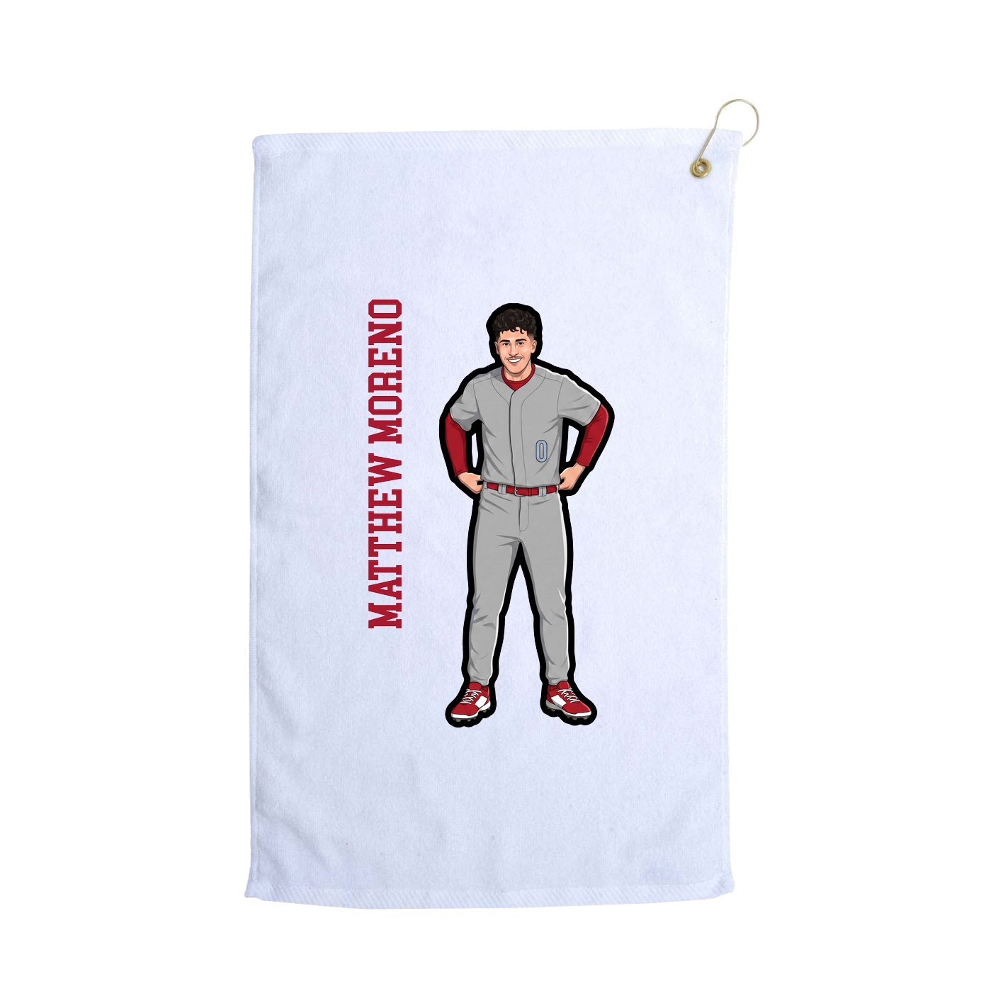 Golf Towel — Name Vertical in White