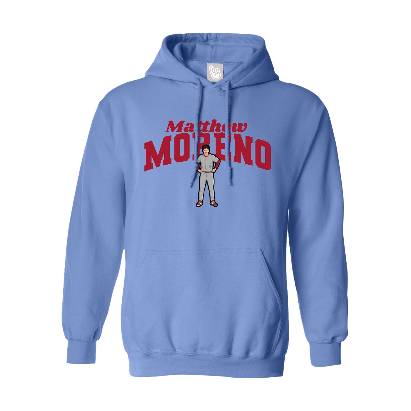 Youth Hoodie — Signature Arch in Powder Blue
