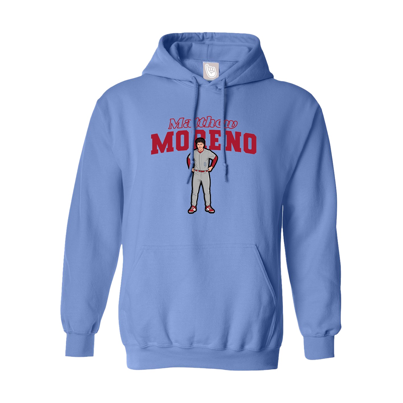Youth Hoodie — Name Arch in Powder Blue