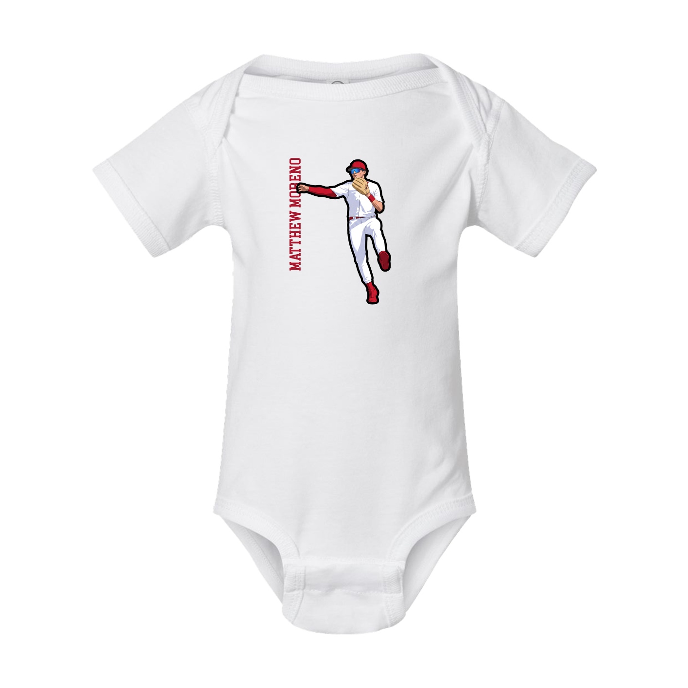 Baby Onesie — Name Vertical in White