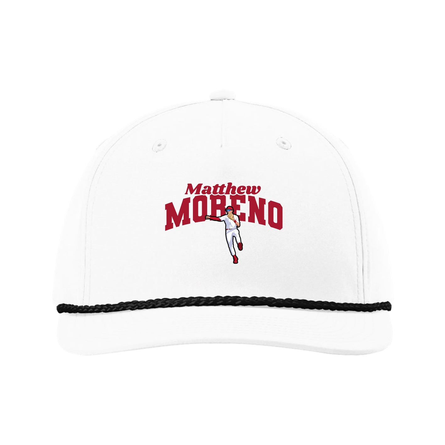 Five-Panel Classic Rope Cap — Signature Arch in White