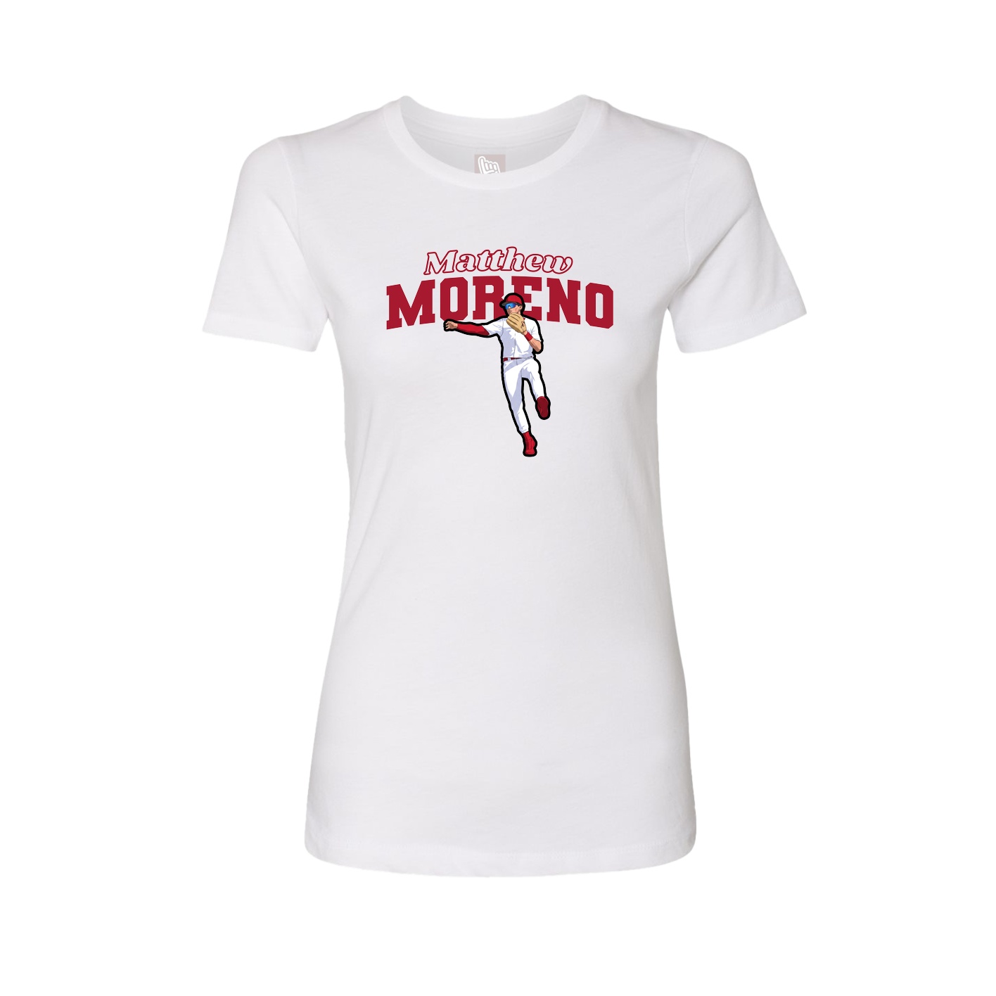Fitted Women's Tee — Name Arch in White