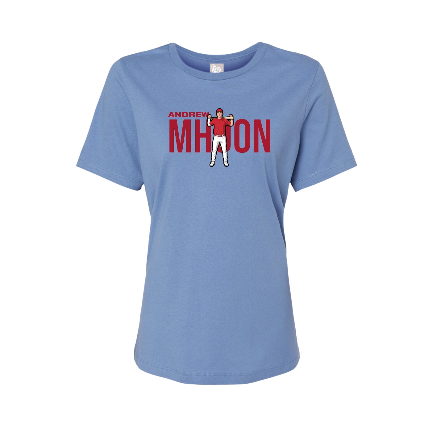 Fitted Women's Tee — Player Name in Powder Blue