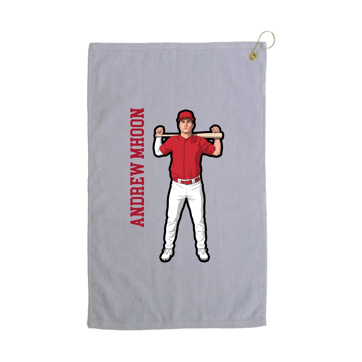 Golf Towel — Name Vertical in Grey