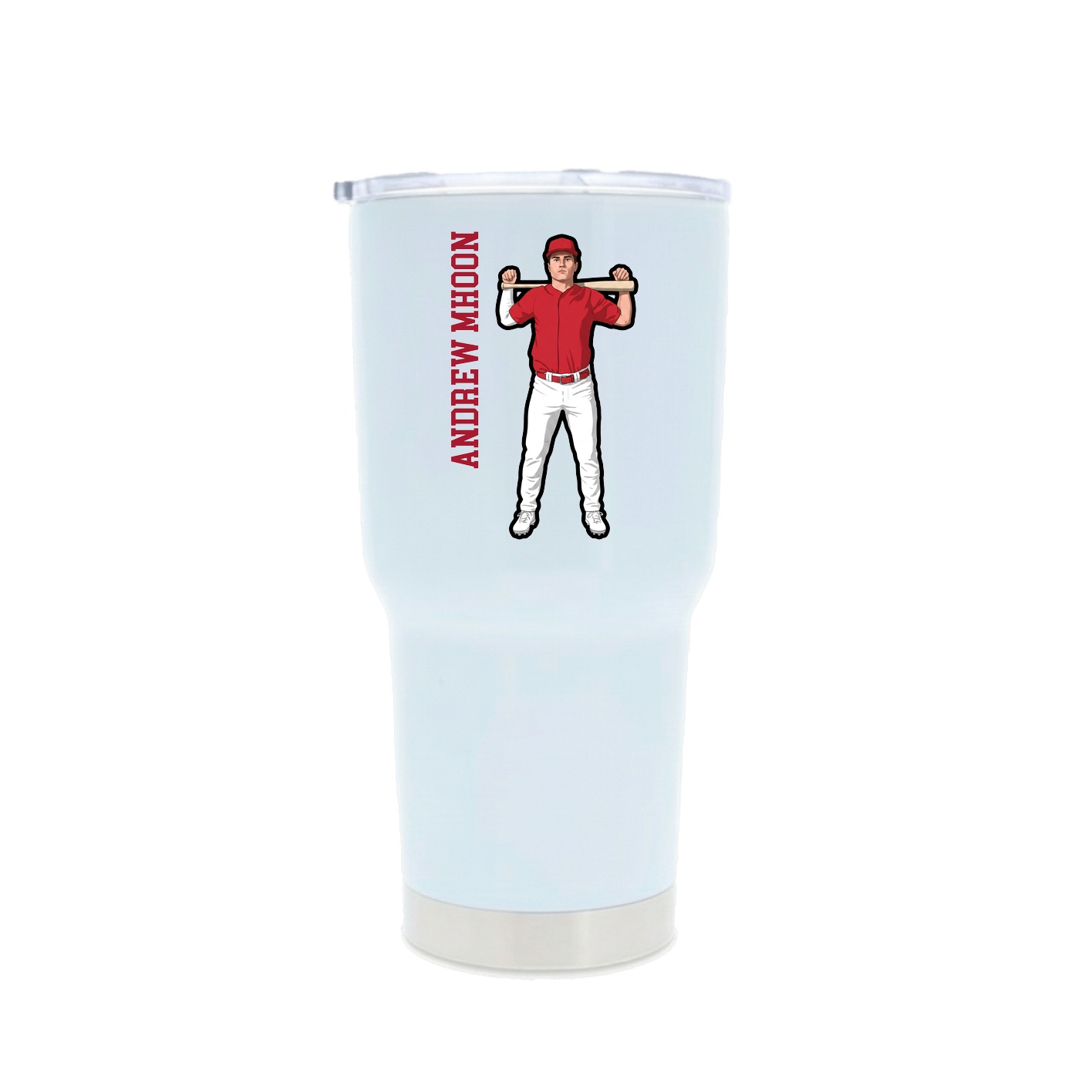 30oz Stainless Steel Tumbler — Name Vertical in White