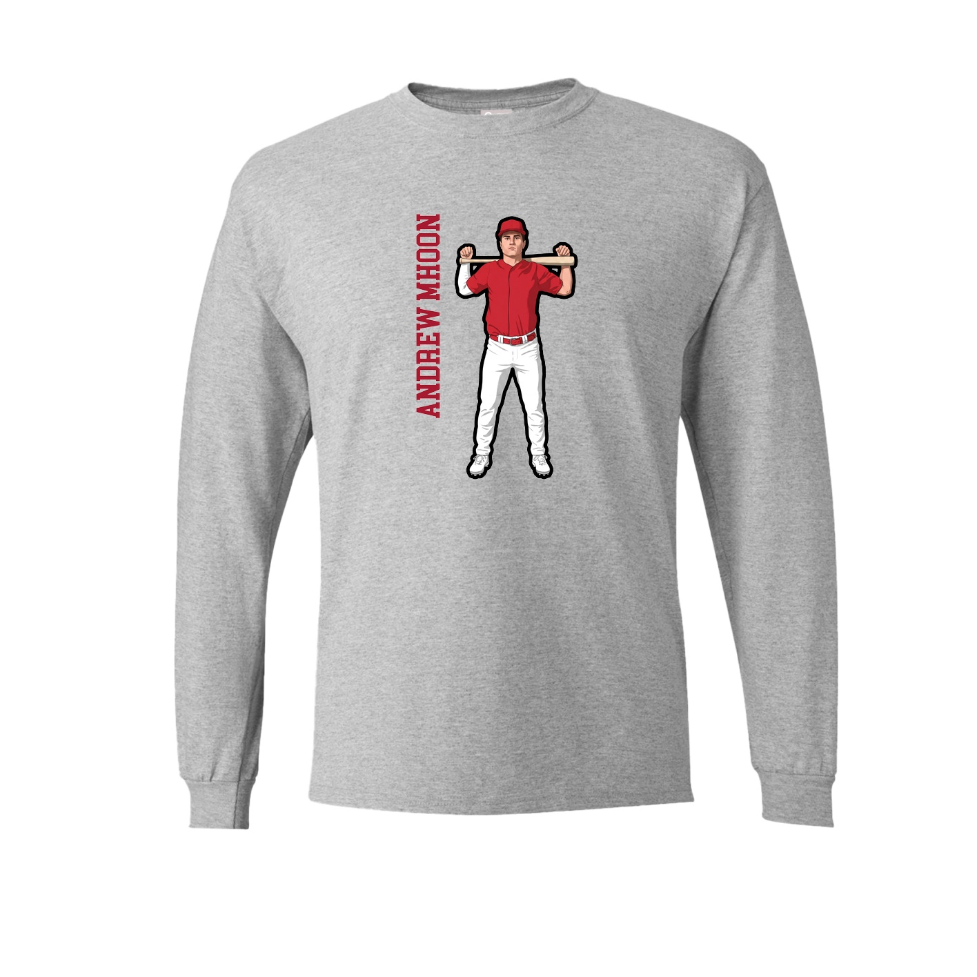 Long Sleeve Tee — Name Vertical in Grey