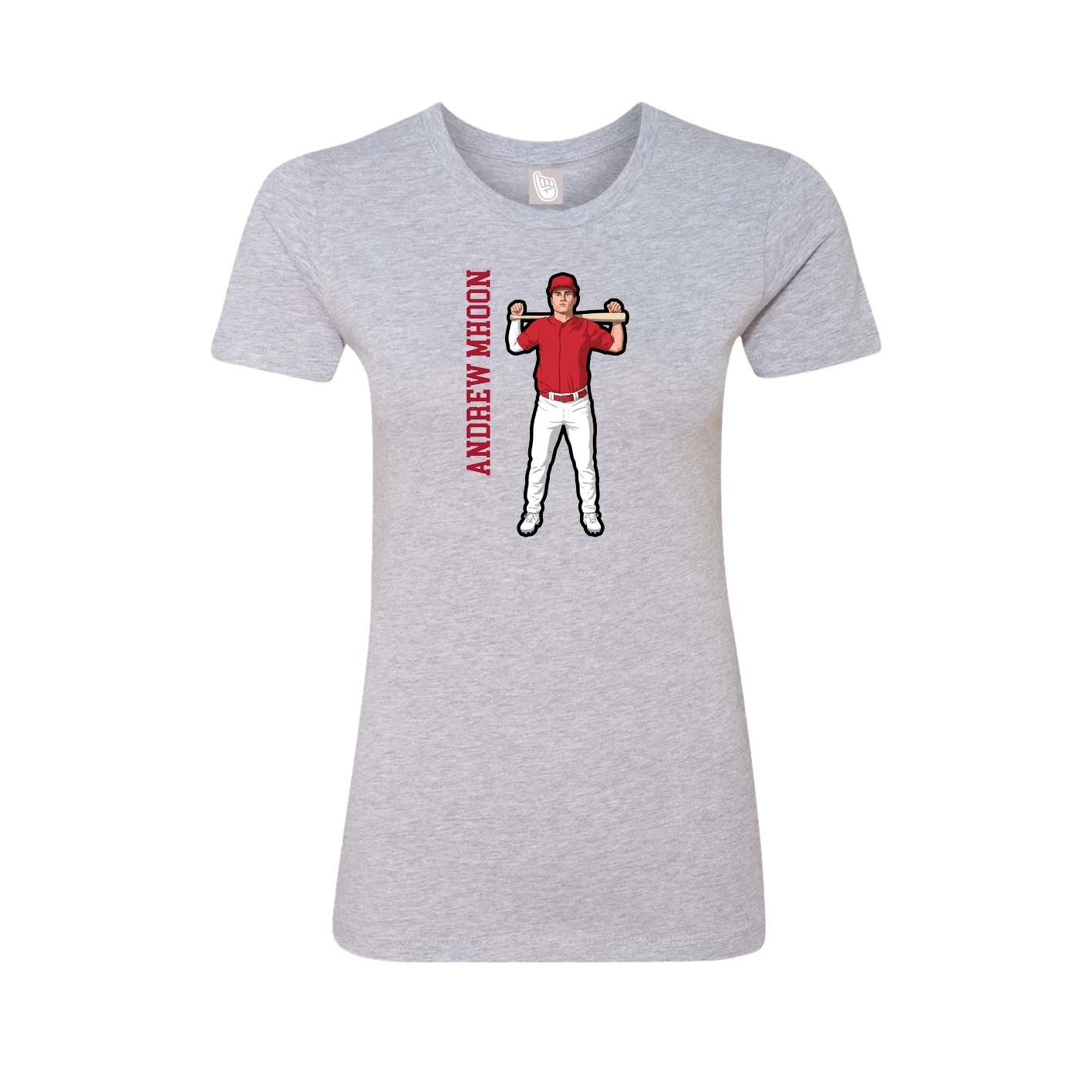 Fitted Women's Tee — Name Vertical in Grey