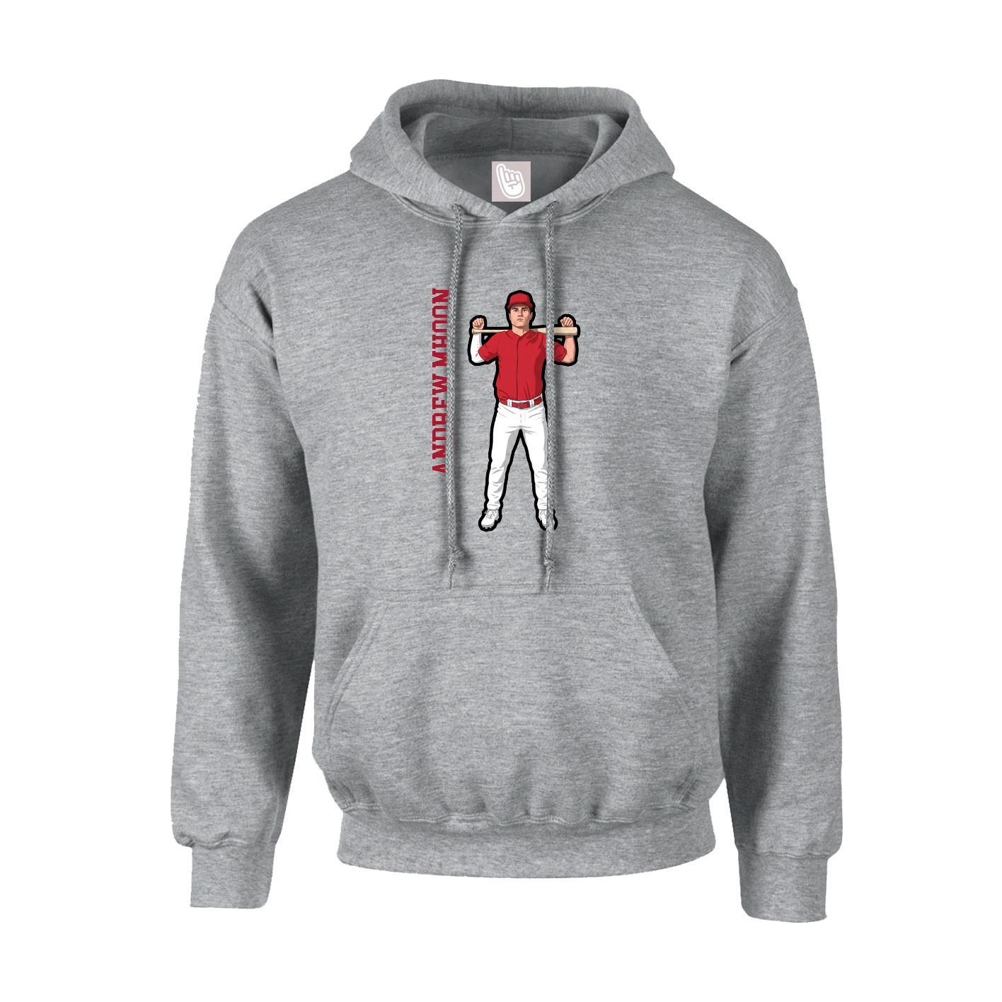 Hoodie — Name Vertical in Grey