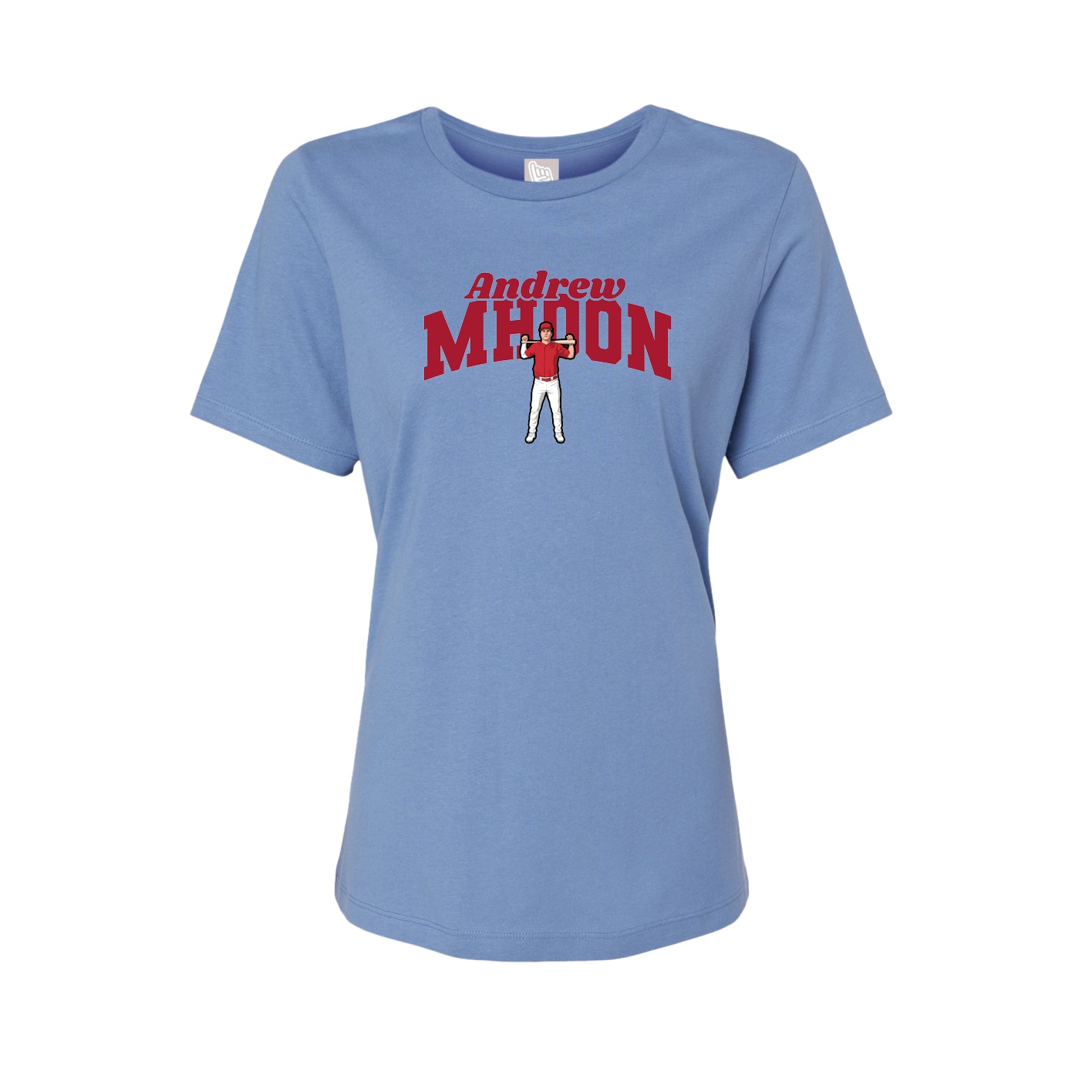 Fitted Women's Tee — Signature Arch in Powder Blue