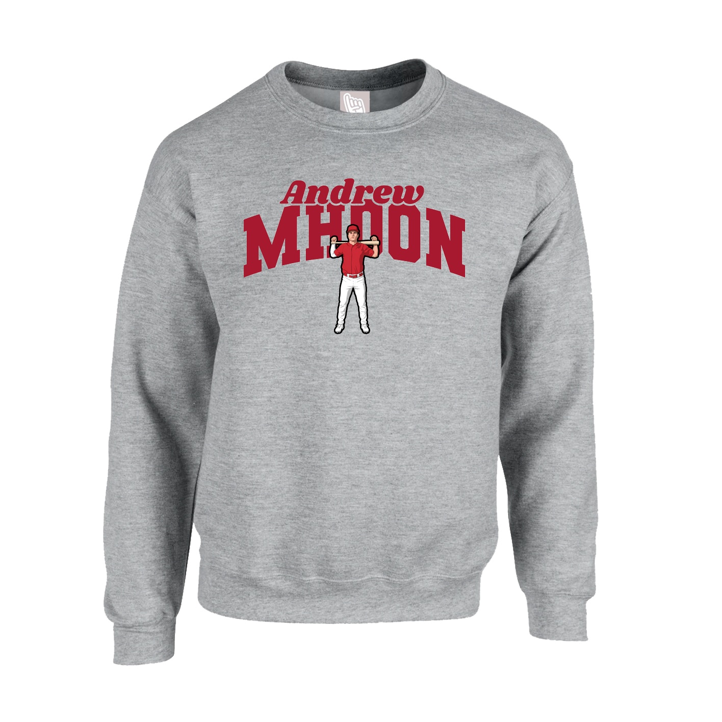 Fleece Crew — Signature Arch in Grey