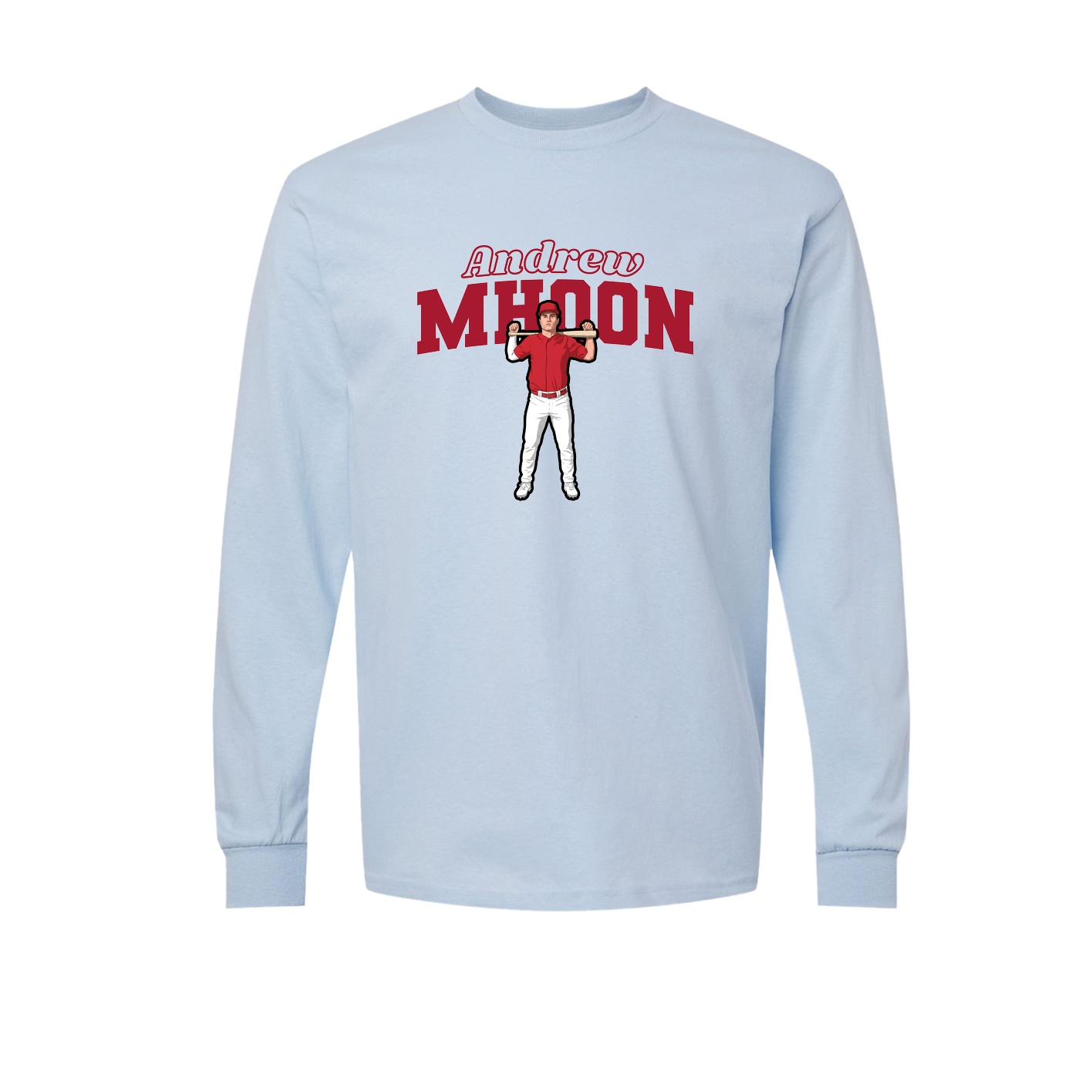 Long Sleeve Tee — Name Arch in Light Blue