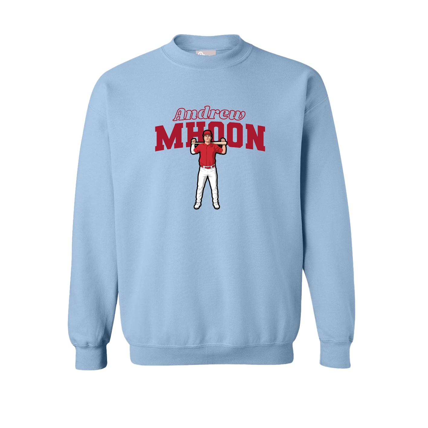 Fleece Crew — Name Arch in Light Blue