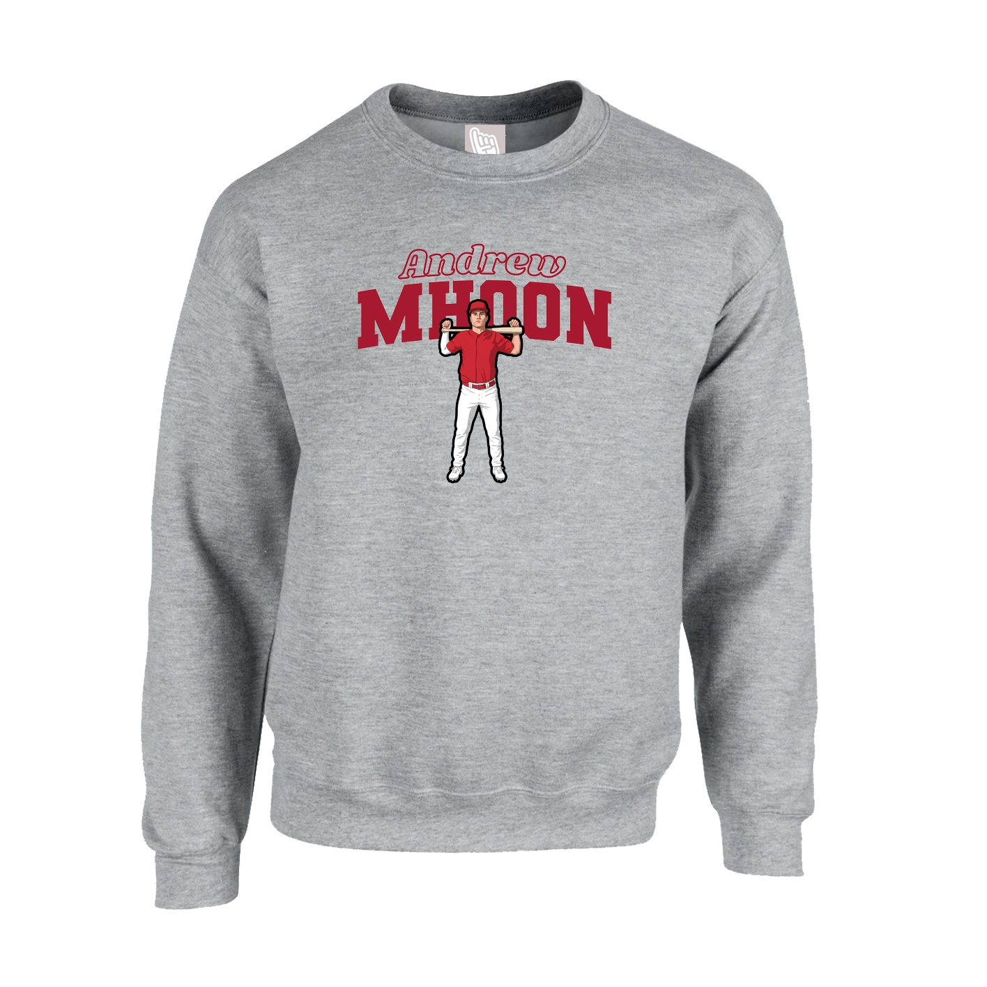Fleece Crew — Name Arch in Grey