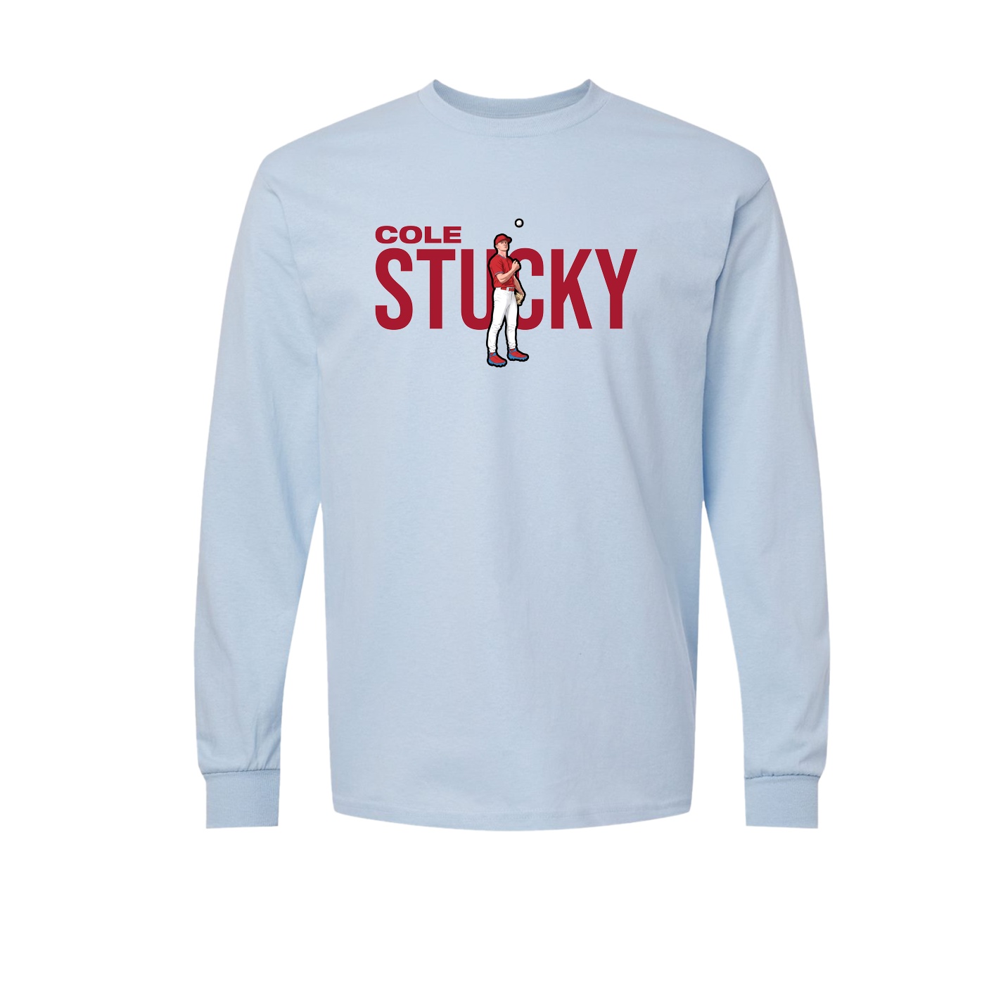 Long Sleeve Tee — Player Name in Light Blue